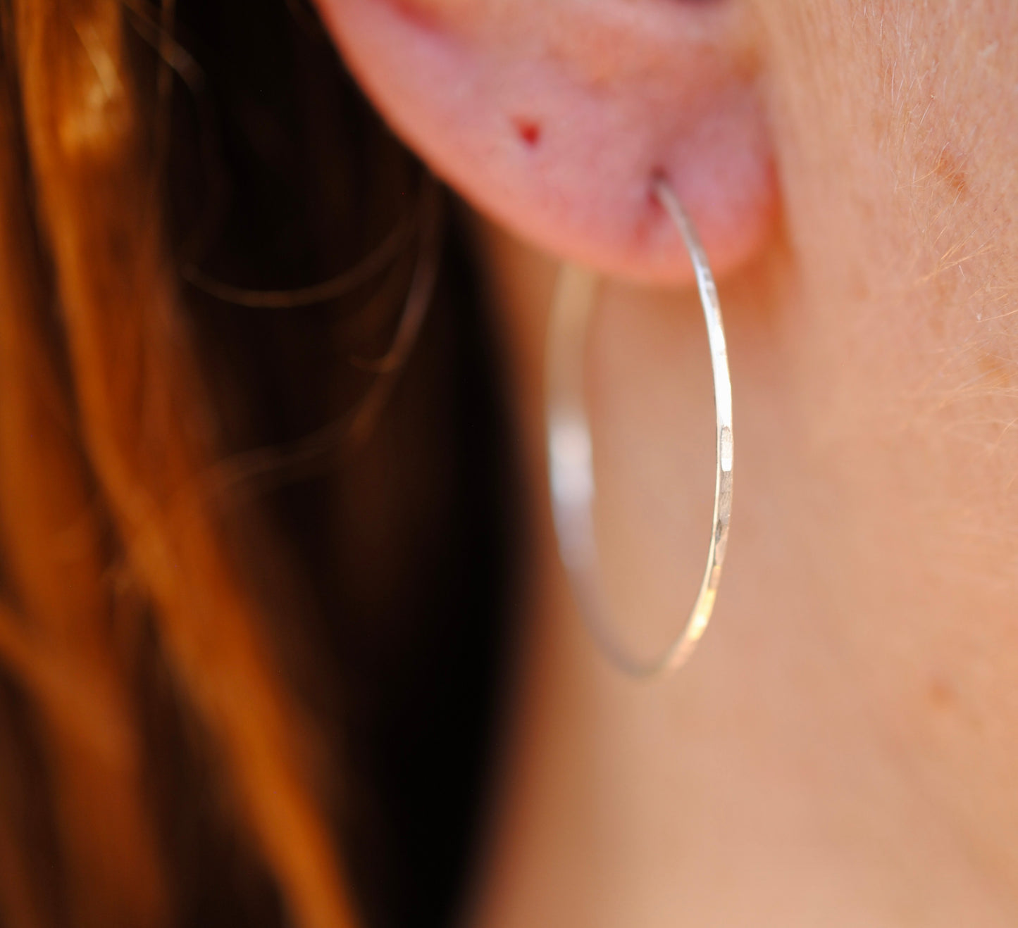 Simple silver hoops