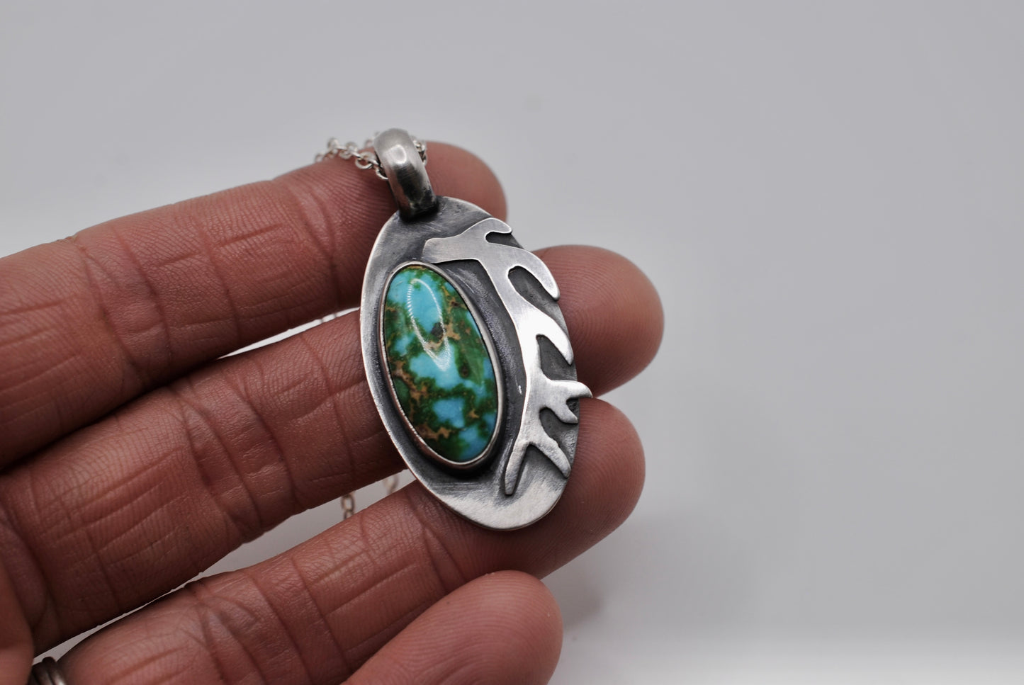 Turquoise & Elk Antler Pendant