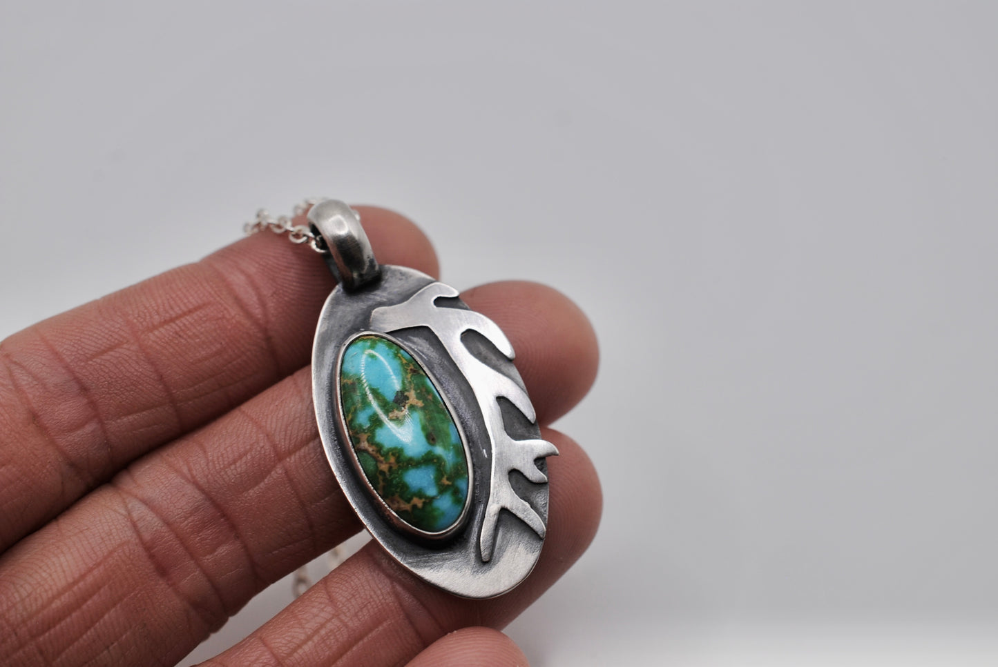 Turquoise & Elk Antler Pendant
