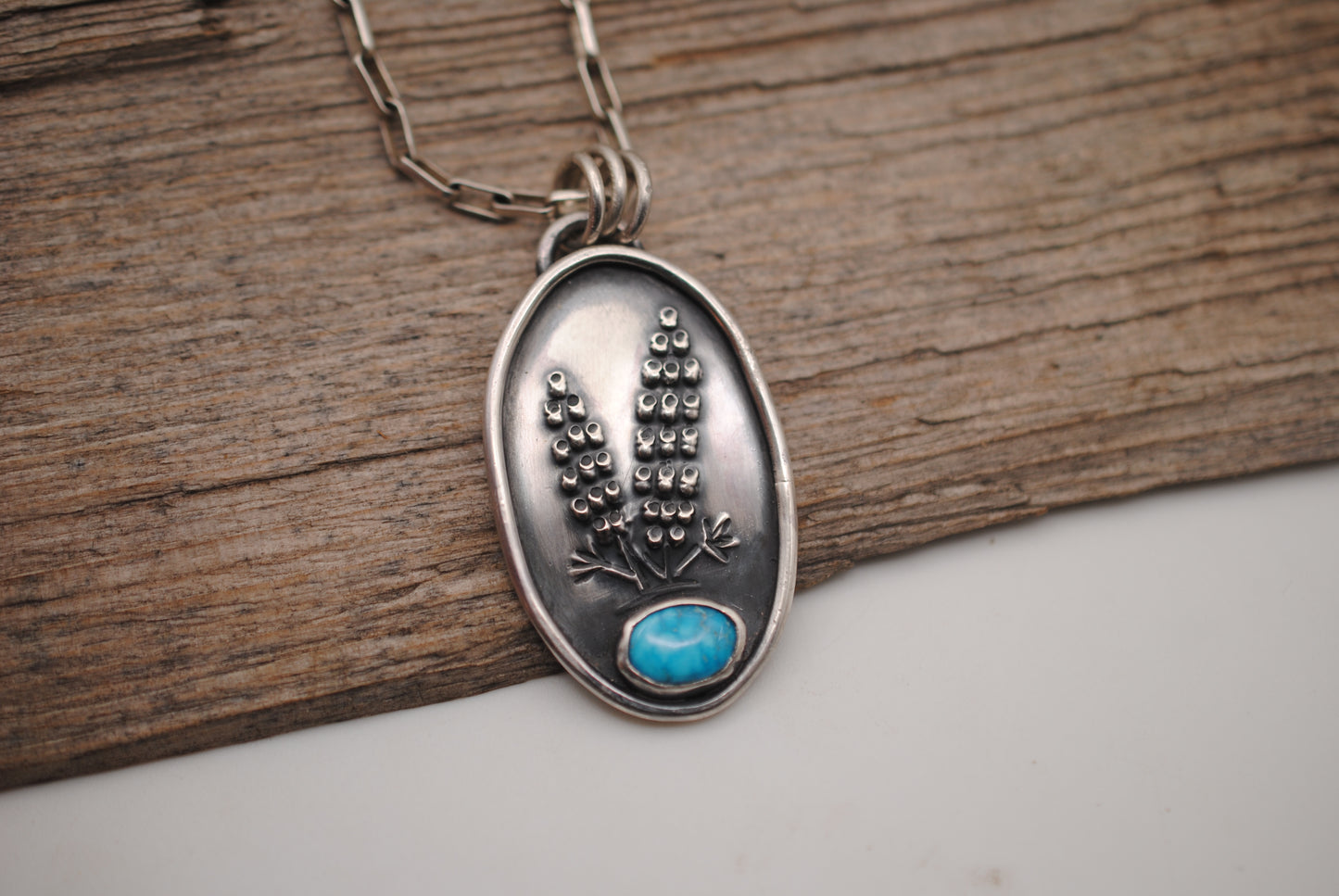 Lupine Flower Turquoise Pendant