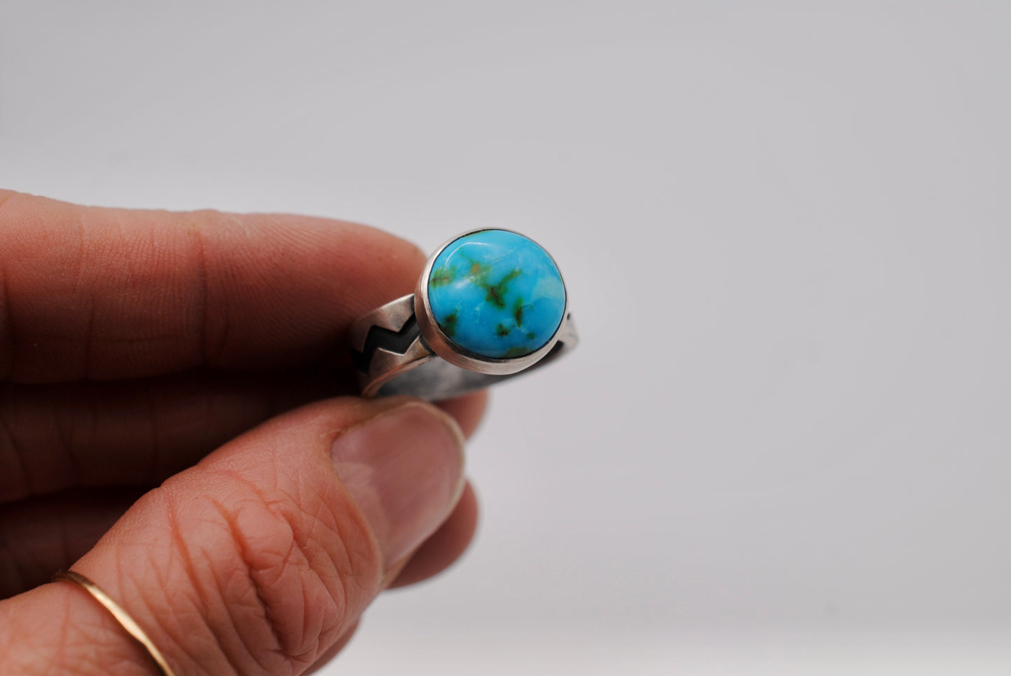 Turquoise Zig Zag Ring - Size 7.5