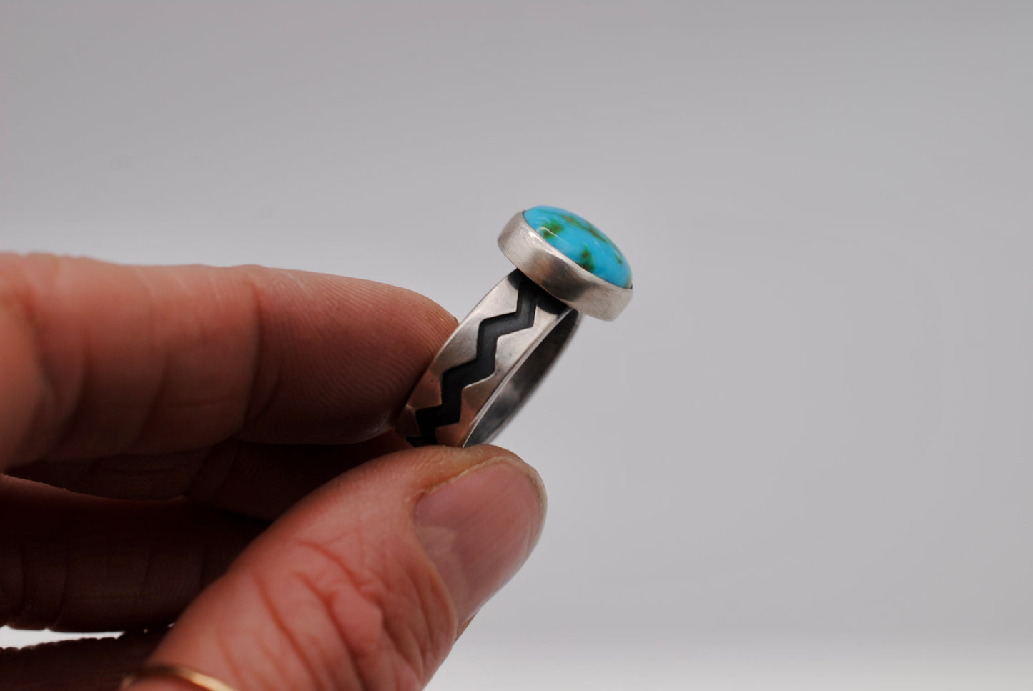 Turquoise Zig Zag Ring - Size 7.5