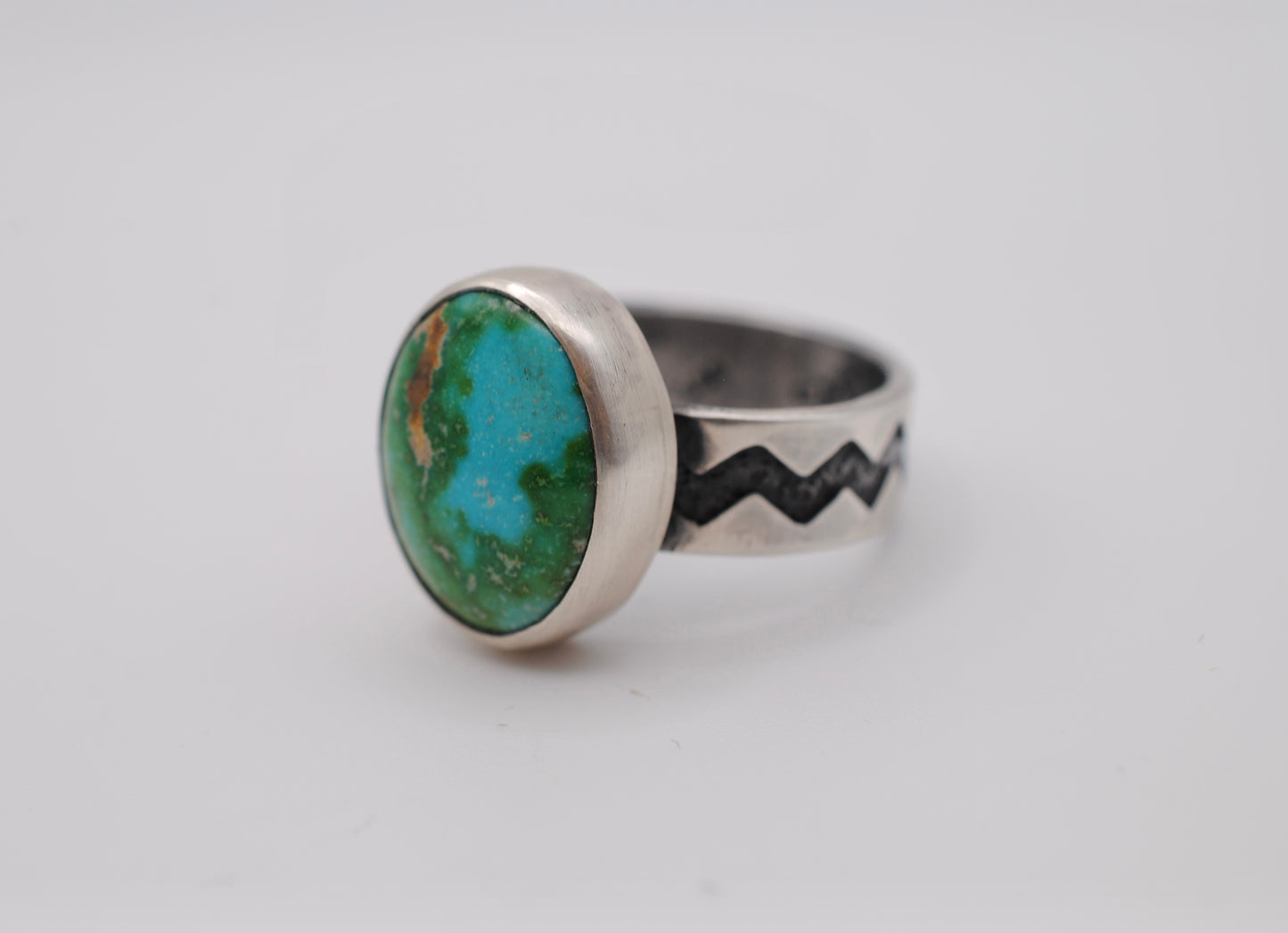 Turquoise Zig Zag Ring - Size 10
