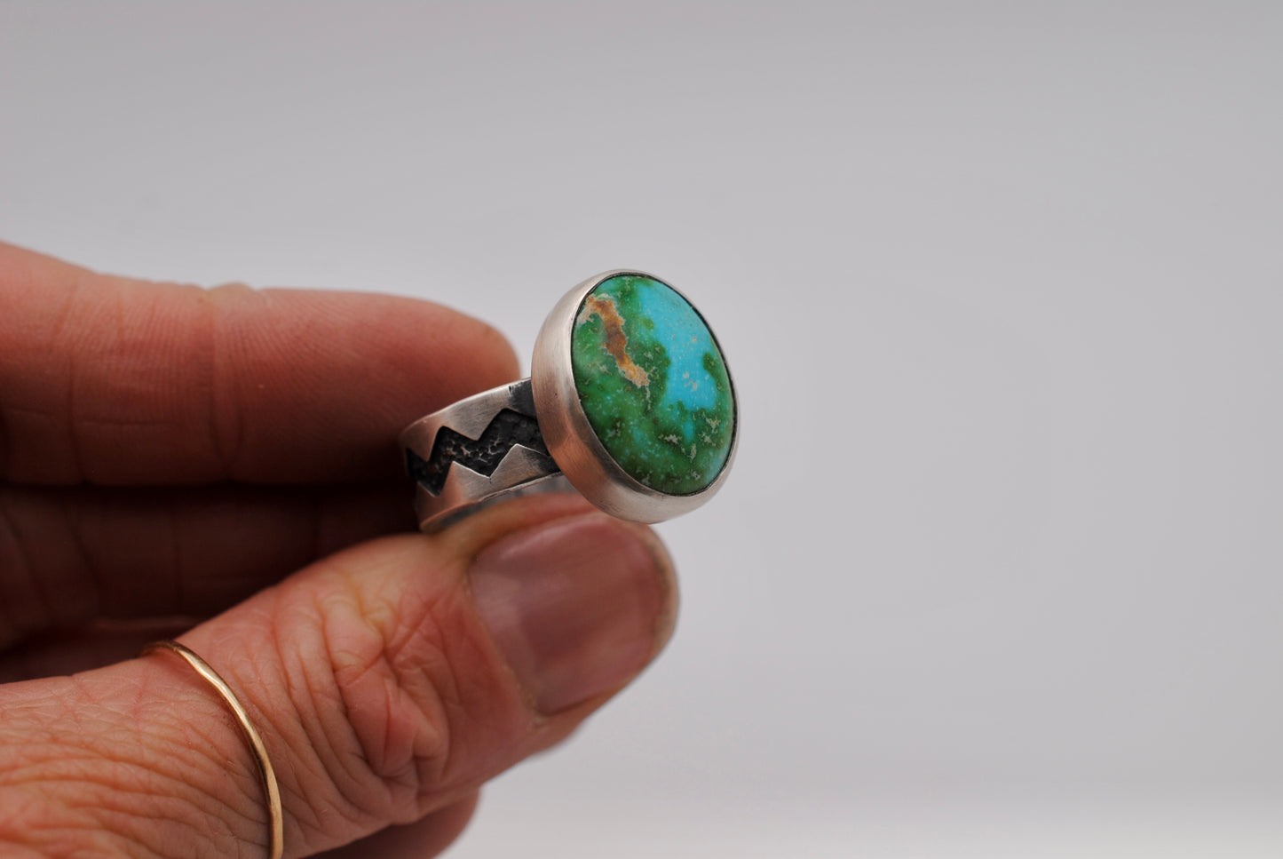 Turquoise Zig Zag Ring - Size 10