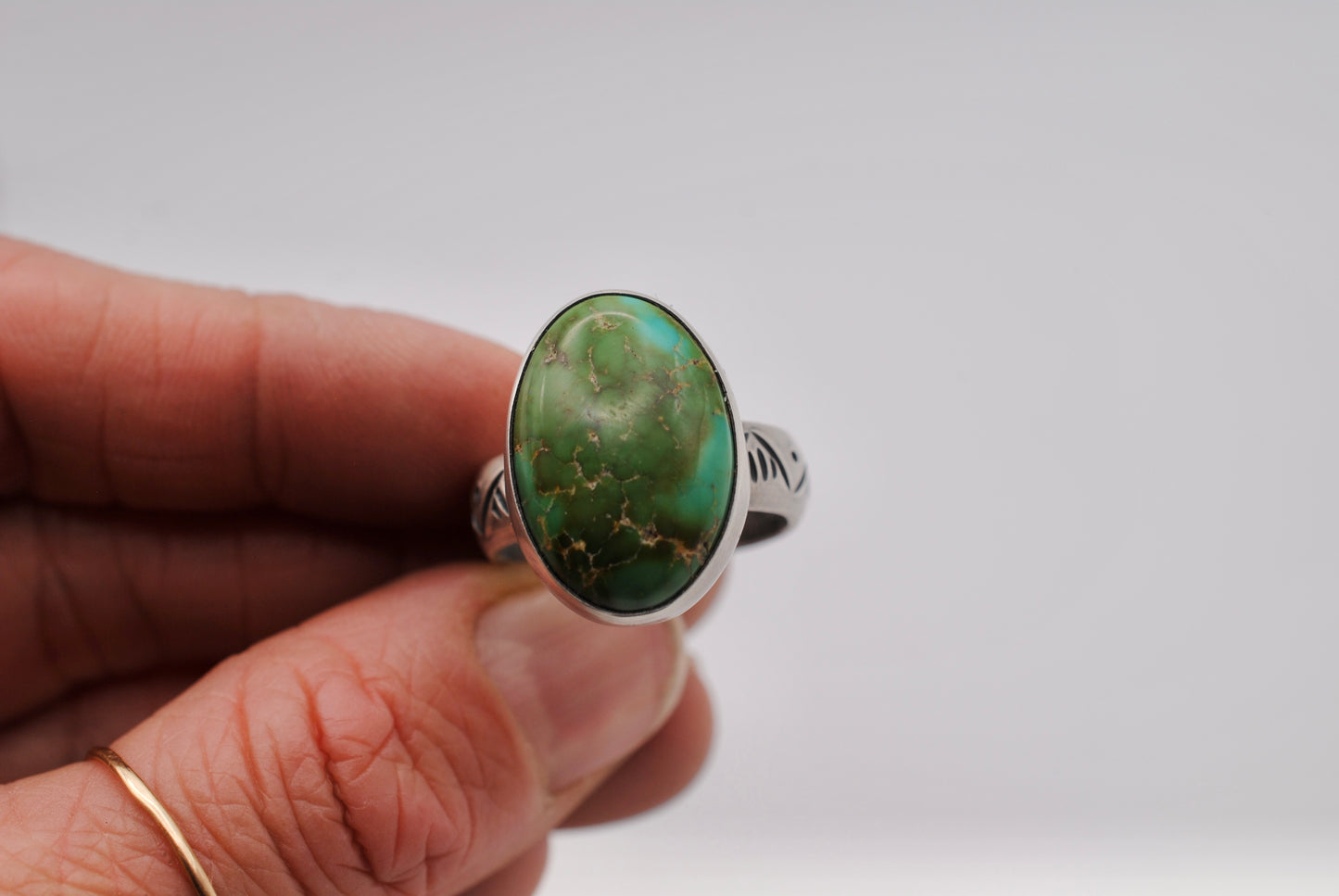 Green Turquoise Ring - Size 9.5