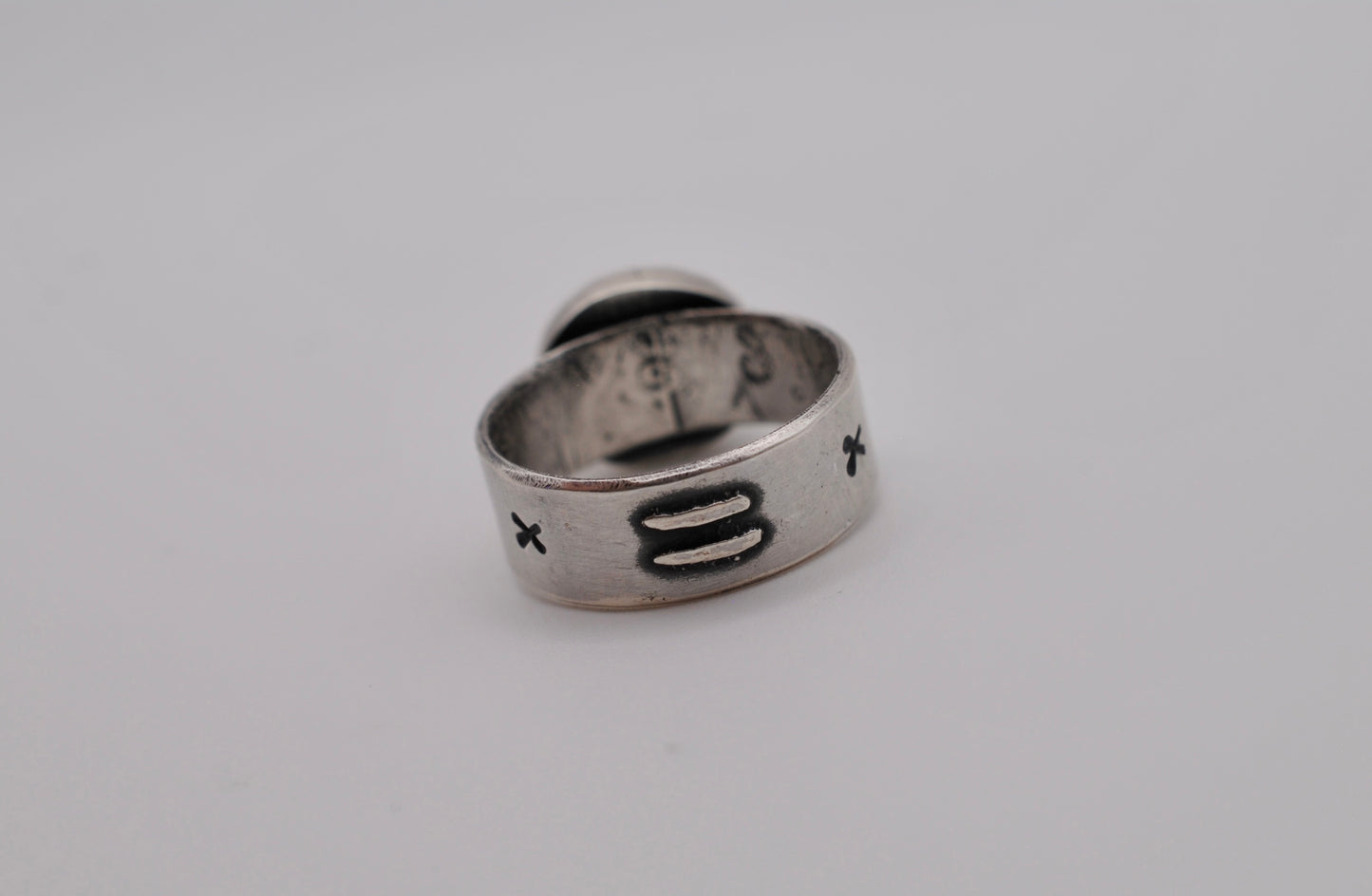 Turquoise Ring with Hobo Symbols - Size 7