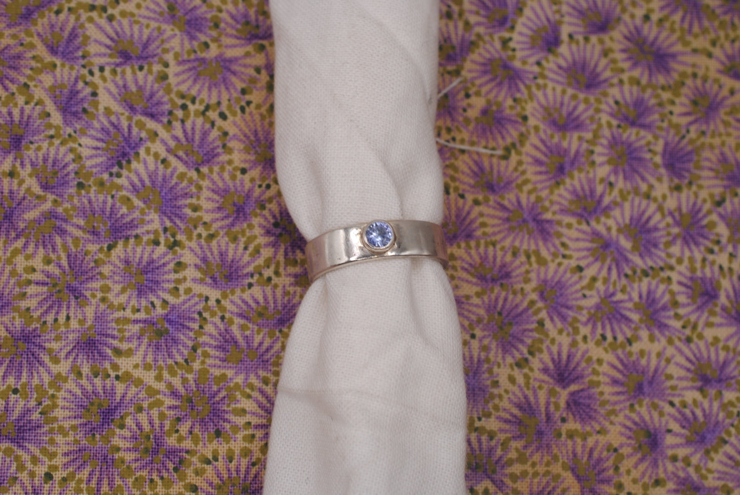 Flat Band with Tanzanite; Size 6