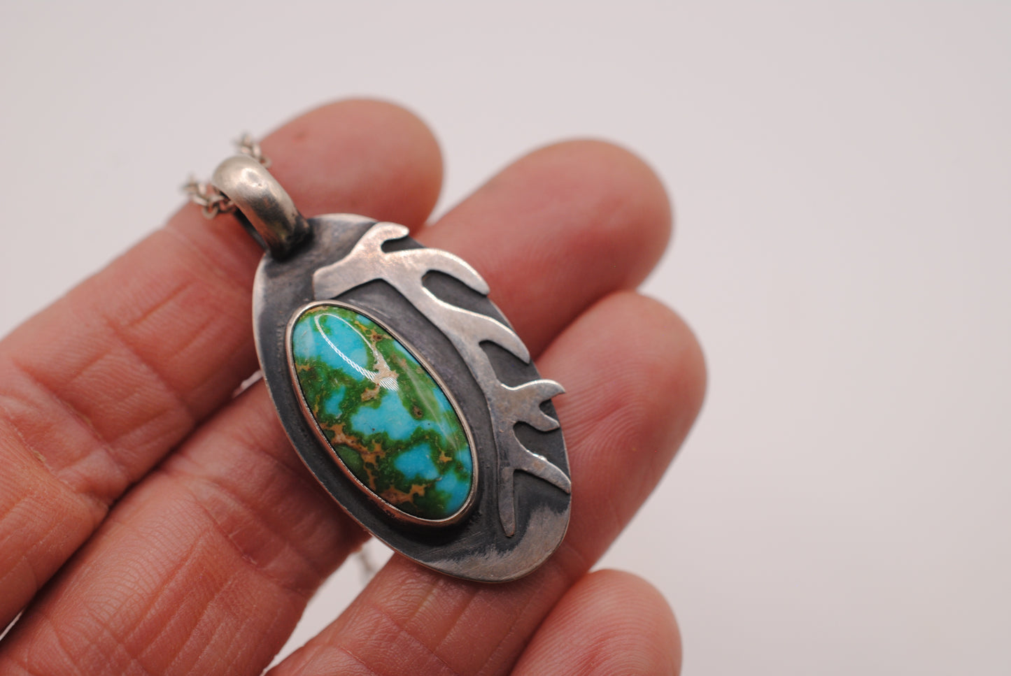 Turquoise & Elk Antler Pendant