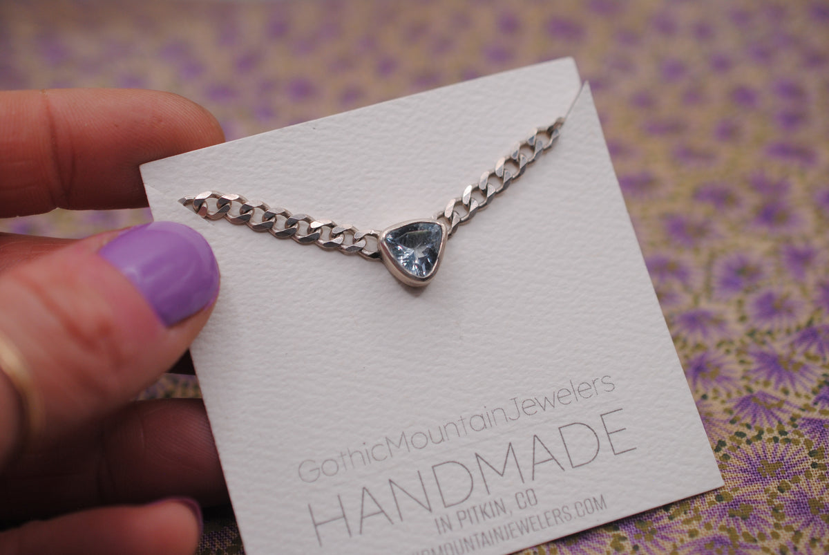 Aquamarine Curb Chain Necklace