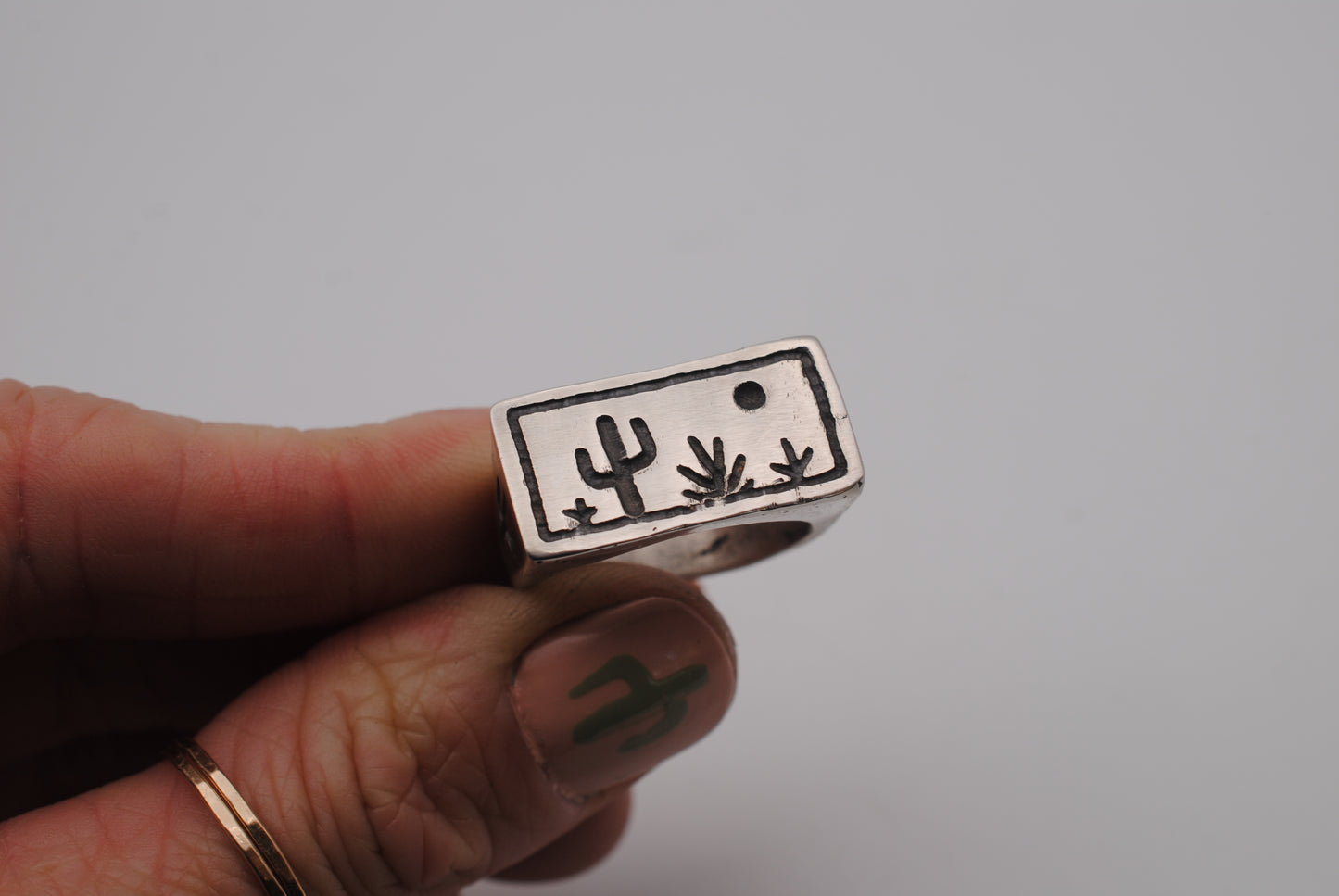 Carved Cactus Ring Size 8.75