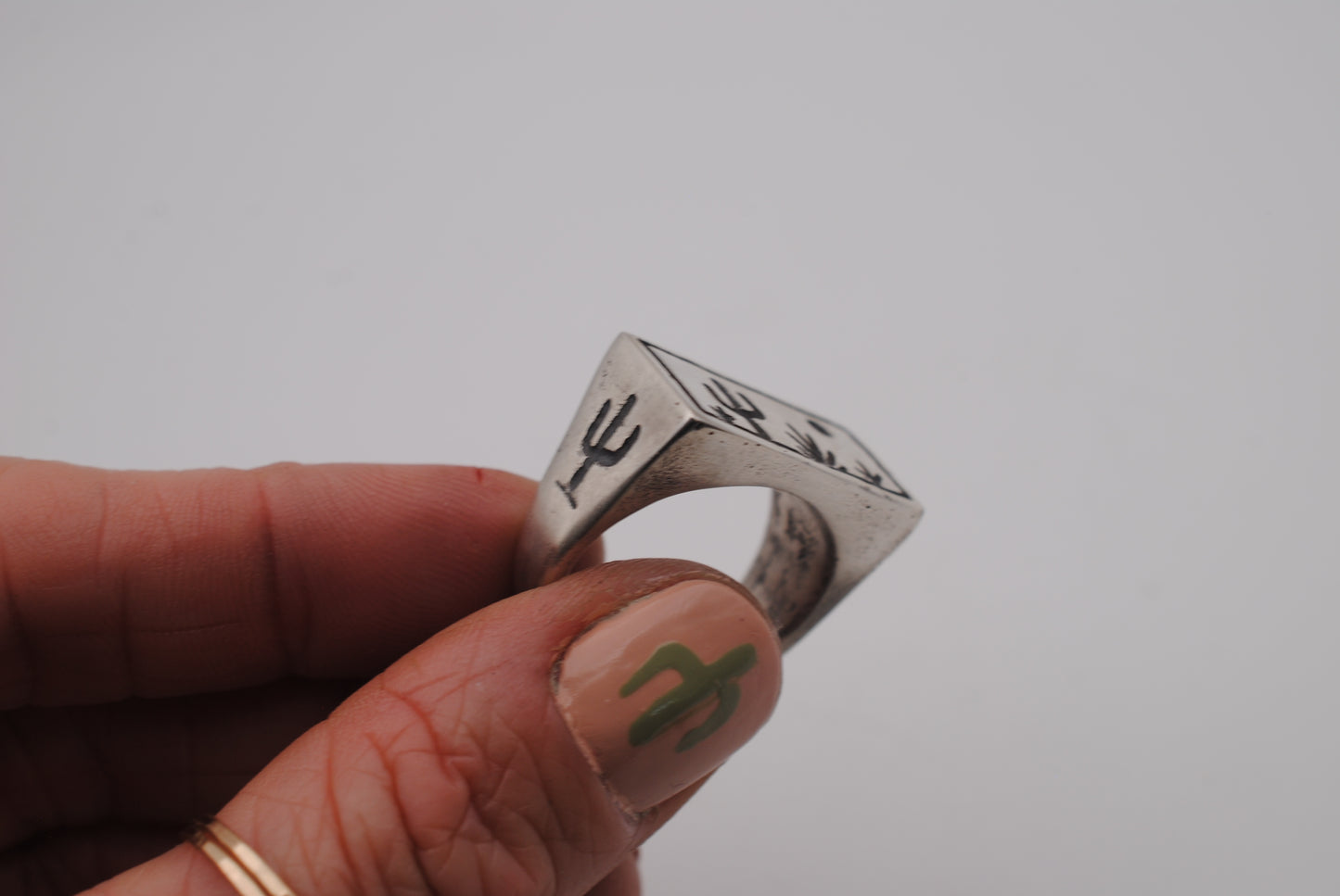 Carved Cactus Ring Size 8.75
