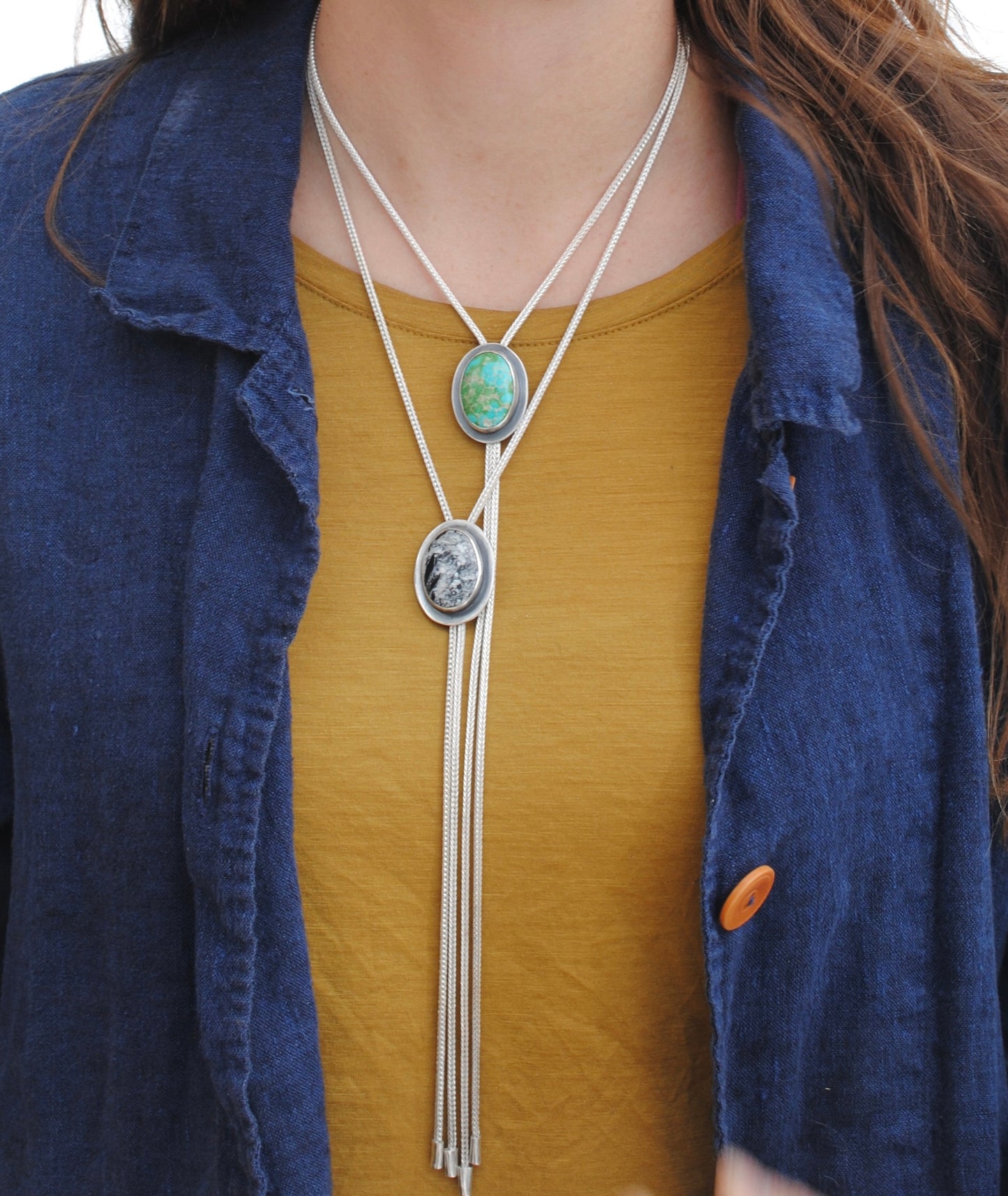 White Buffalo Silver Bolo Tie