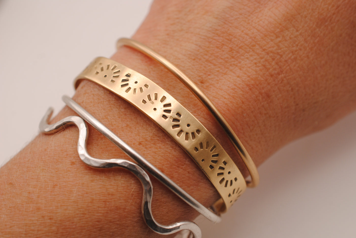 Flower Pattern Brass Cuff