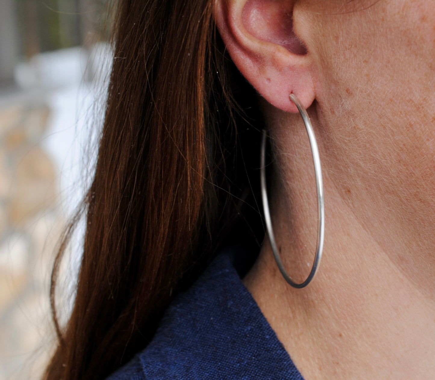 Thick Silver Hoops - Large