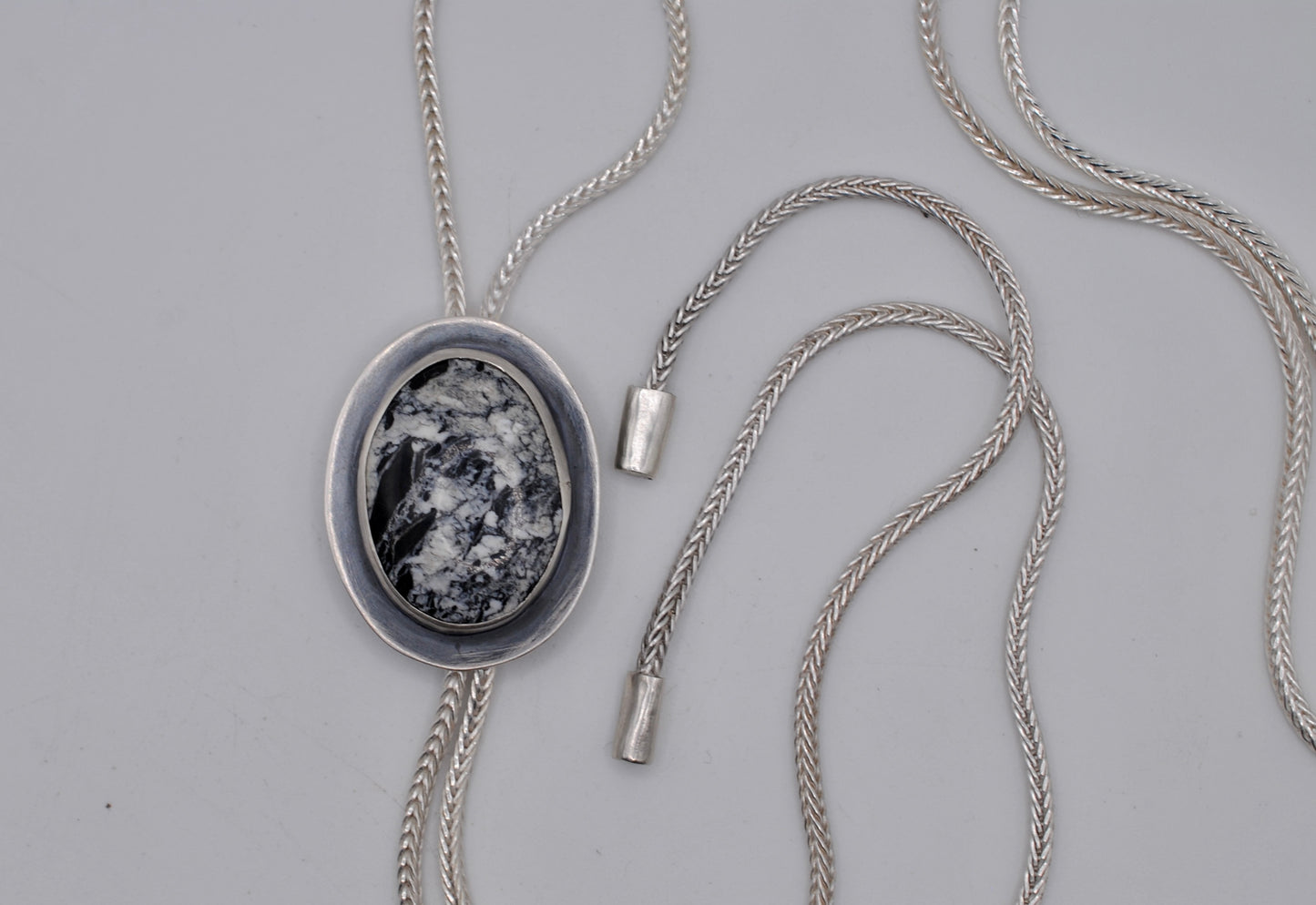 White Buffalo Silver Bolo Tie