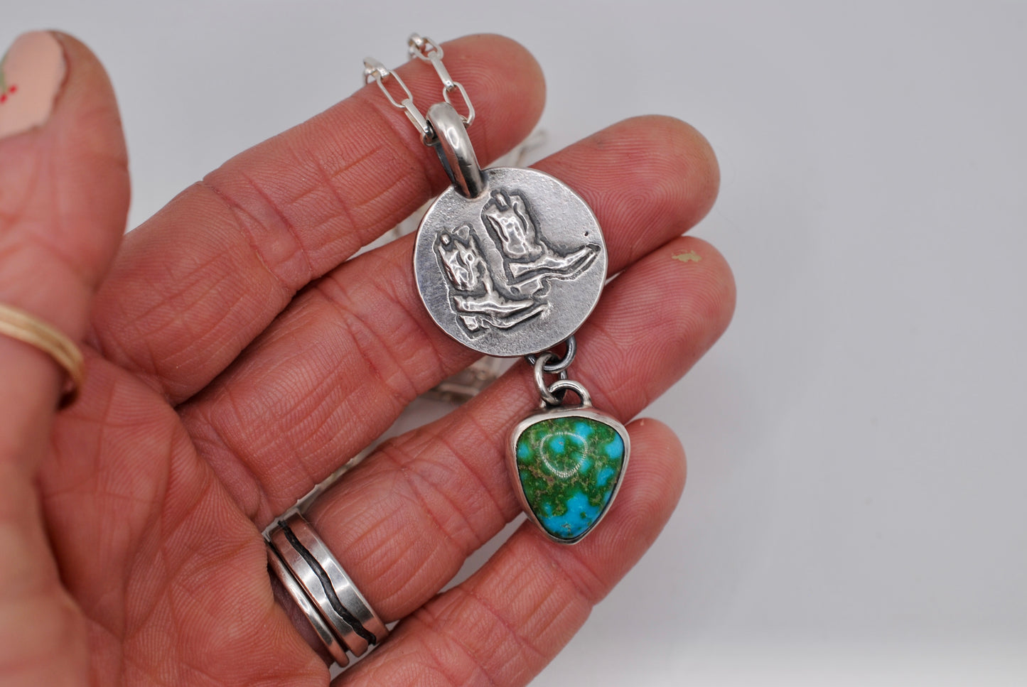 Turquoise Cowboy Boot Necklace