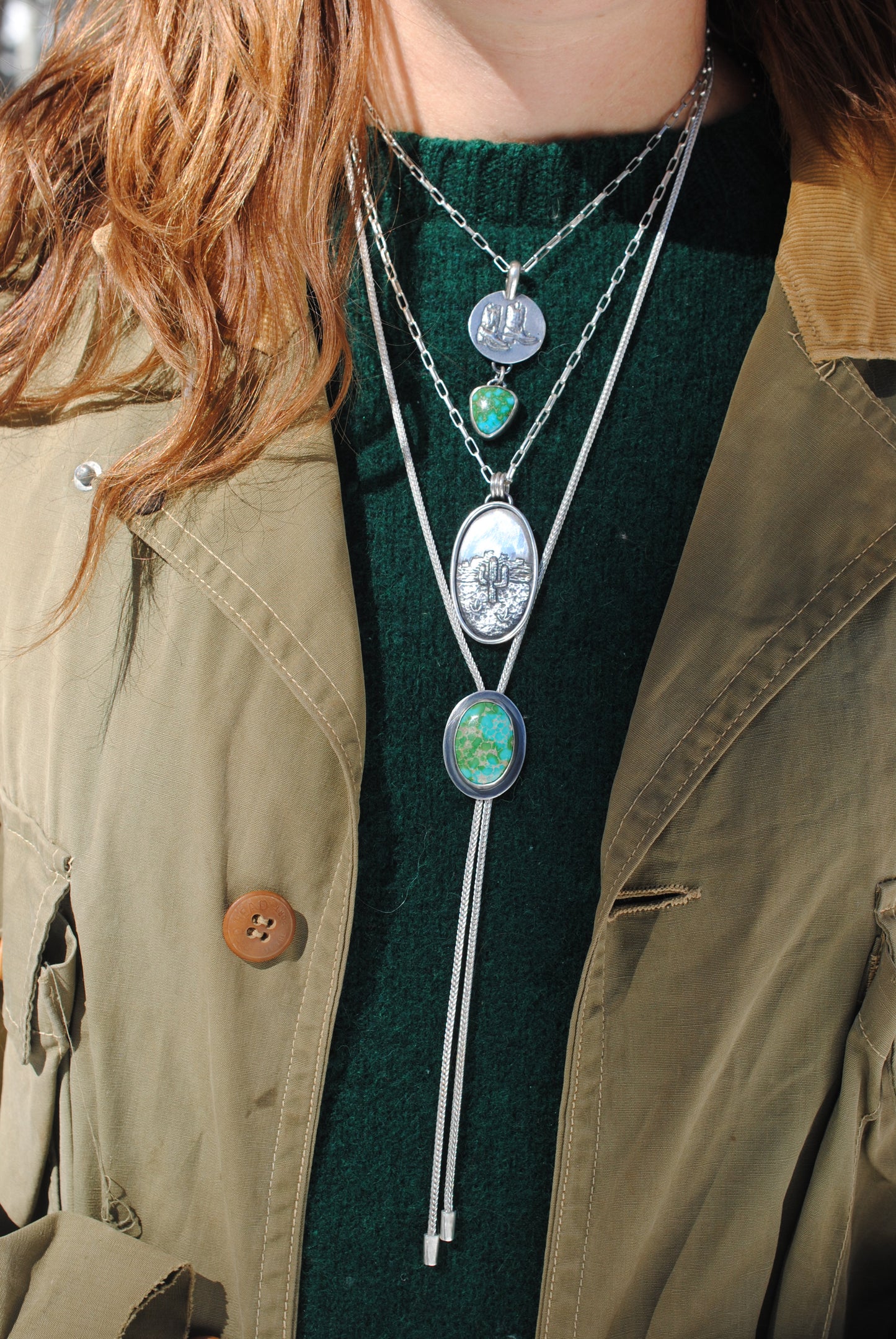 Turquoise Cowboy Boot Necklace