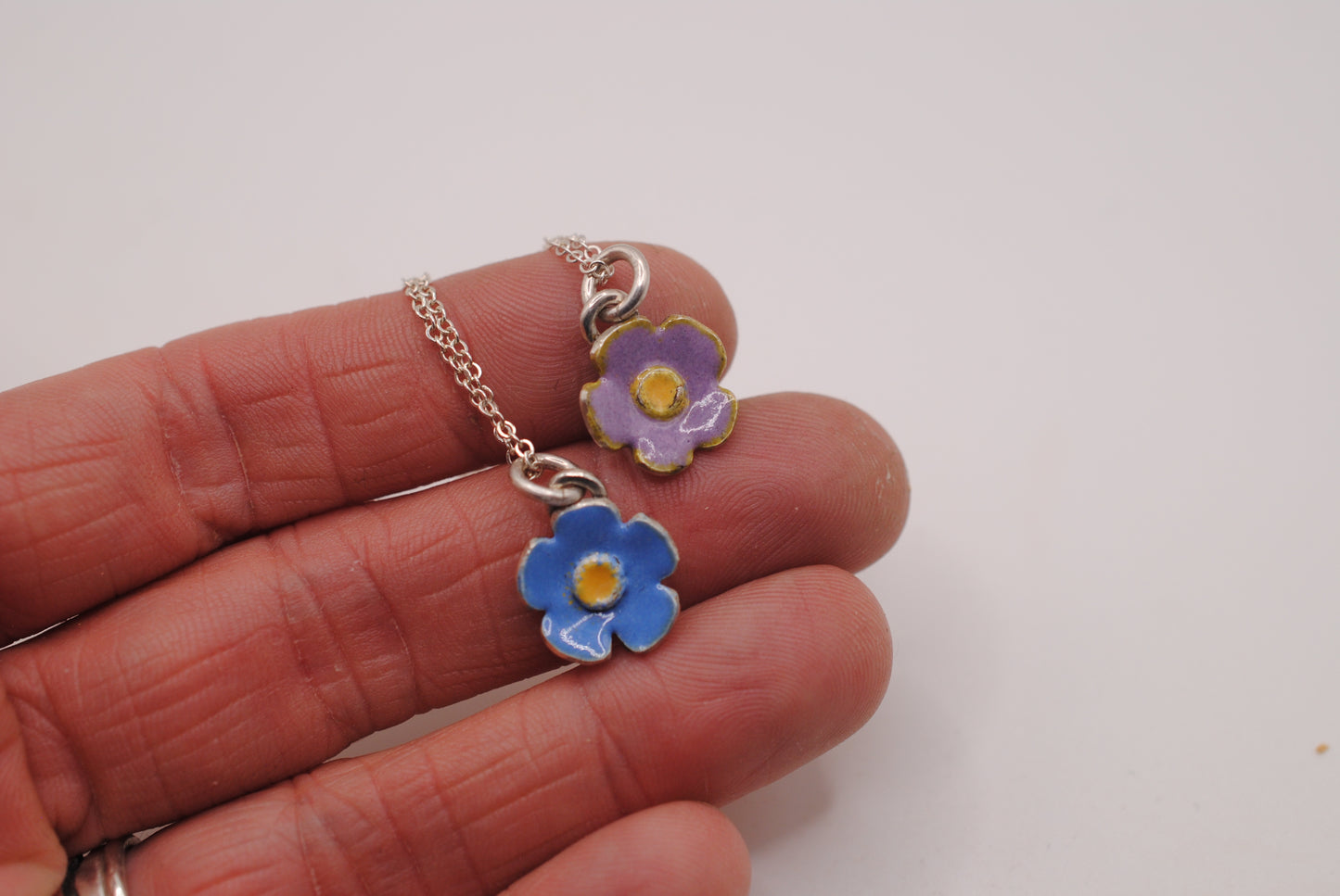 Aster Flower Enamel Pendant
