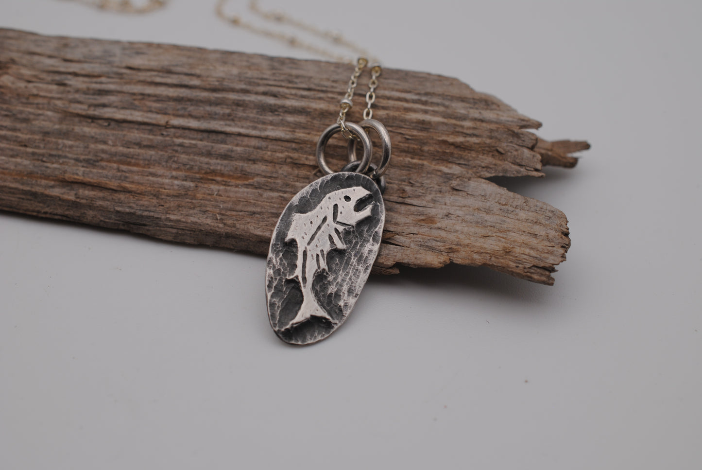 Trout Pendant - Carved Silver