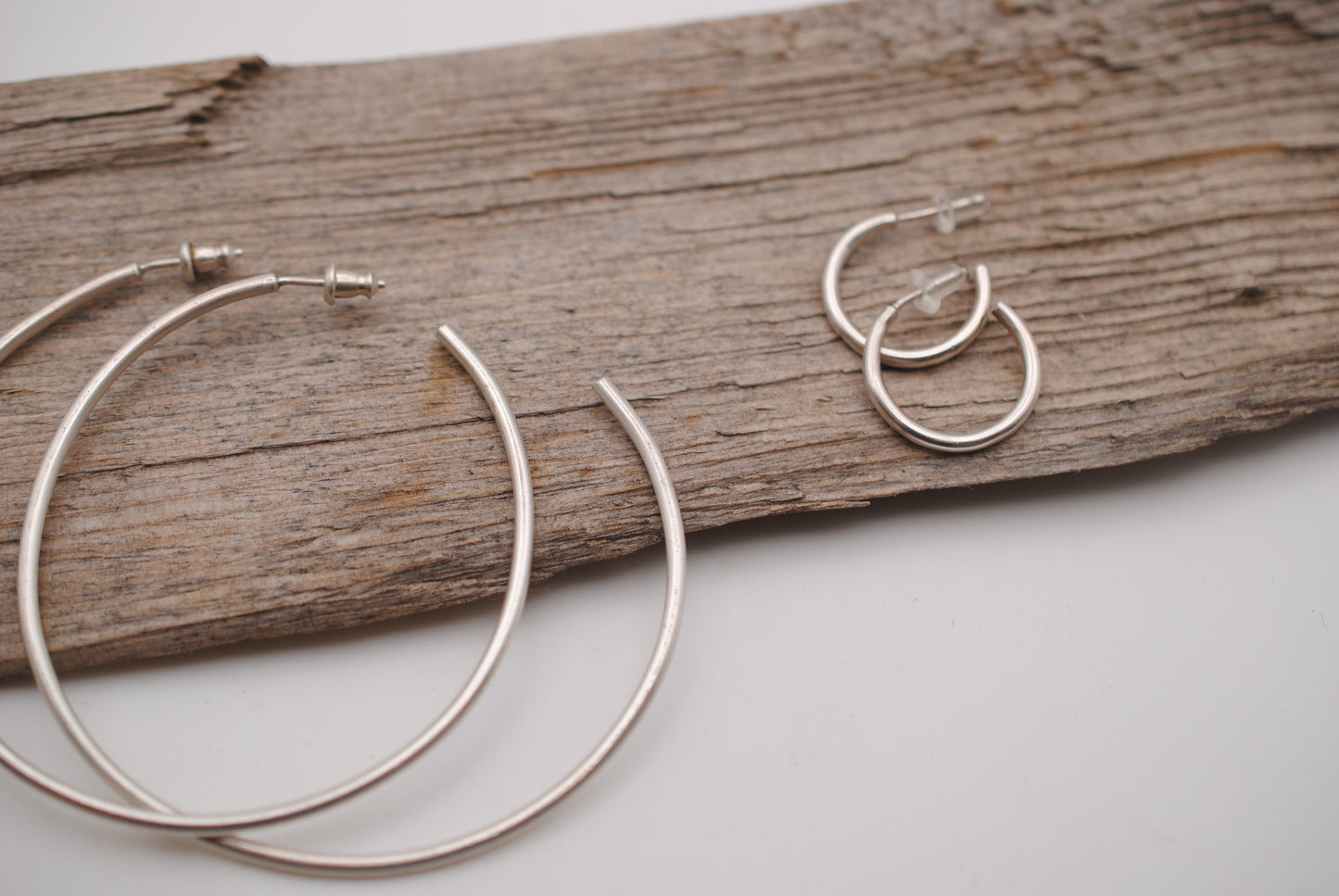 Thick Silver Hoops - Large