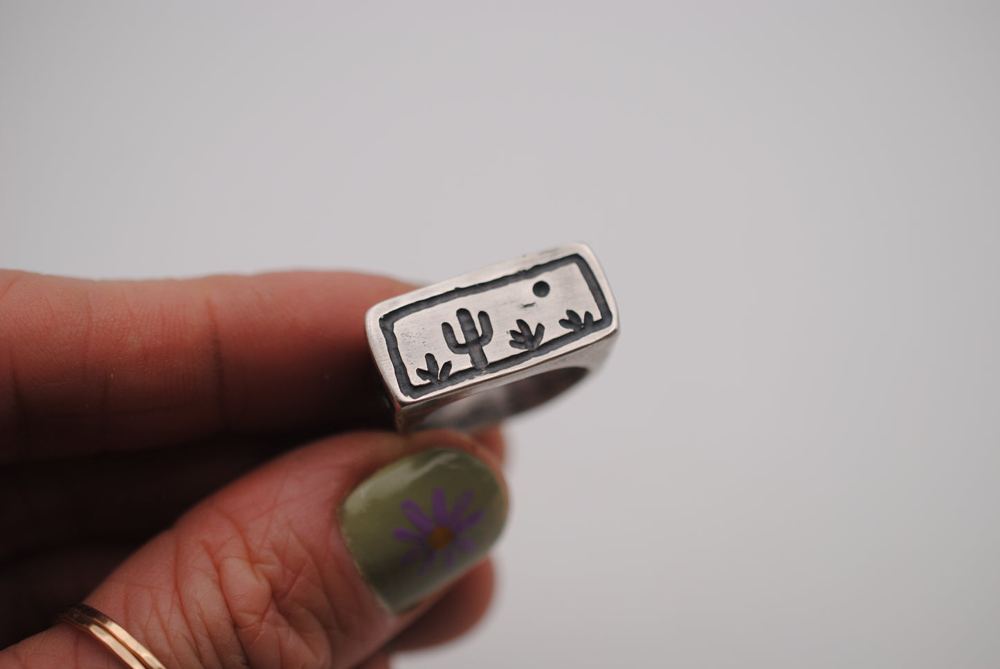 Carved Cactus Ring Size 6.5