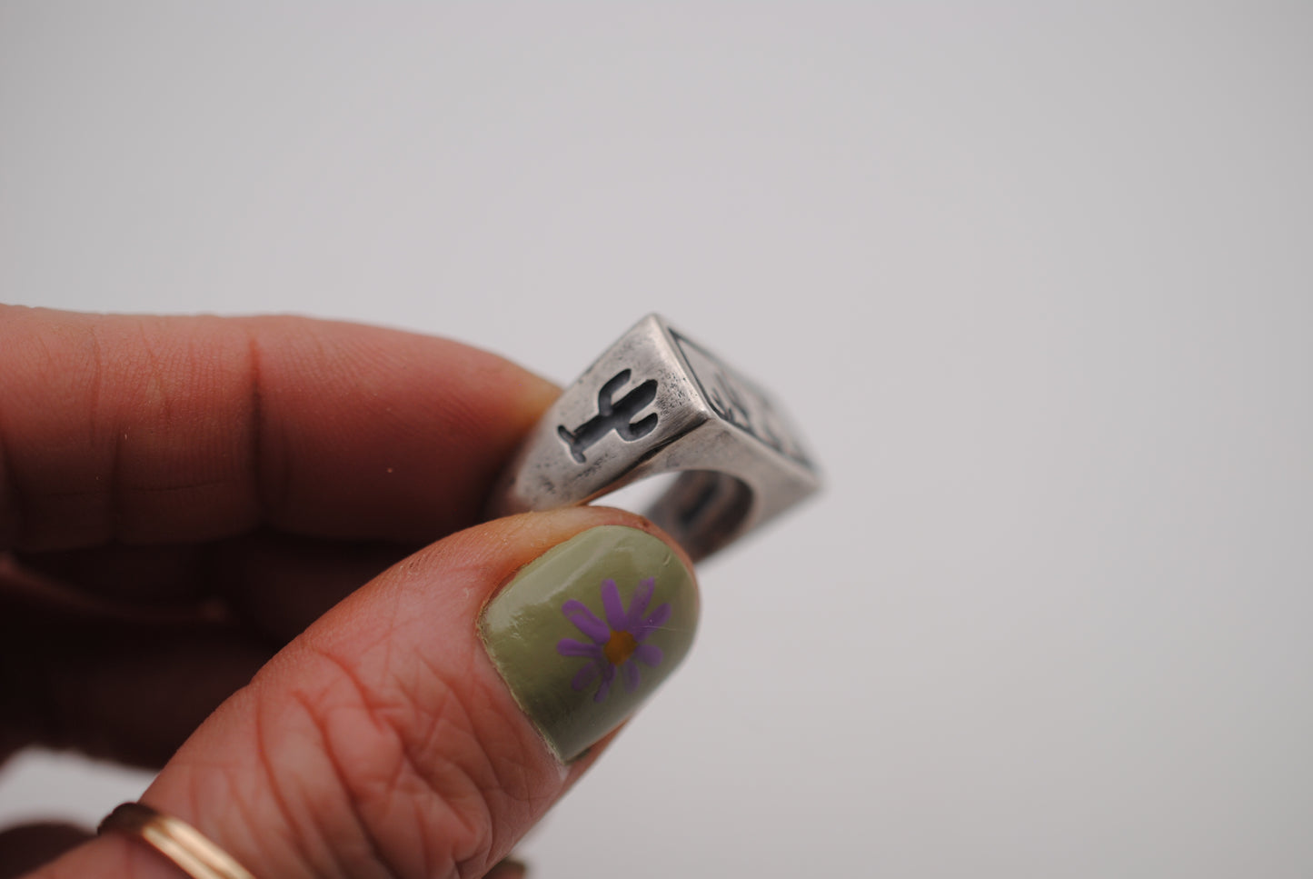 Carved Cactus Ring Size 6.5
