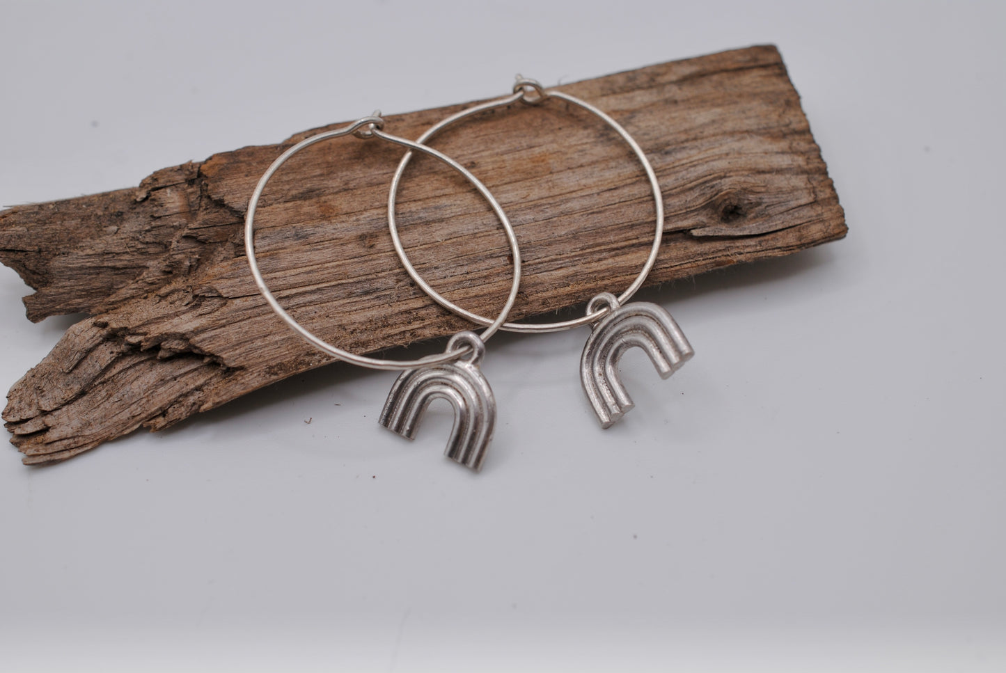 Silver Rainbow Hoops
