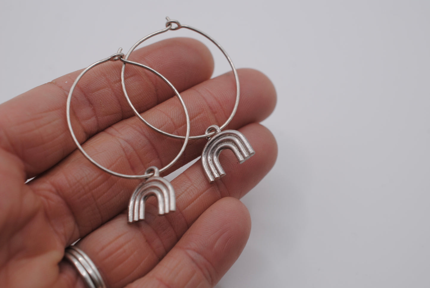 Silver Rainbow Hoops