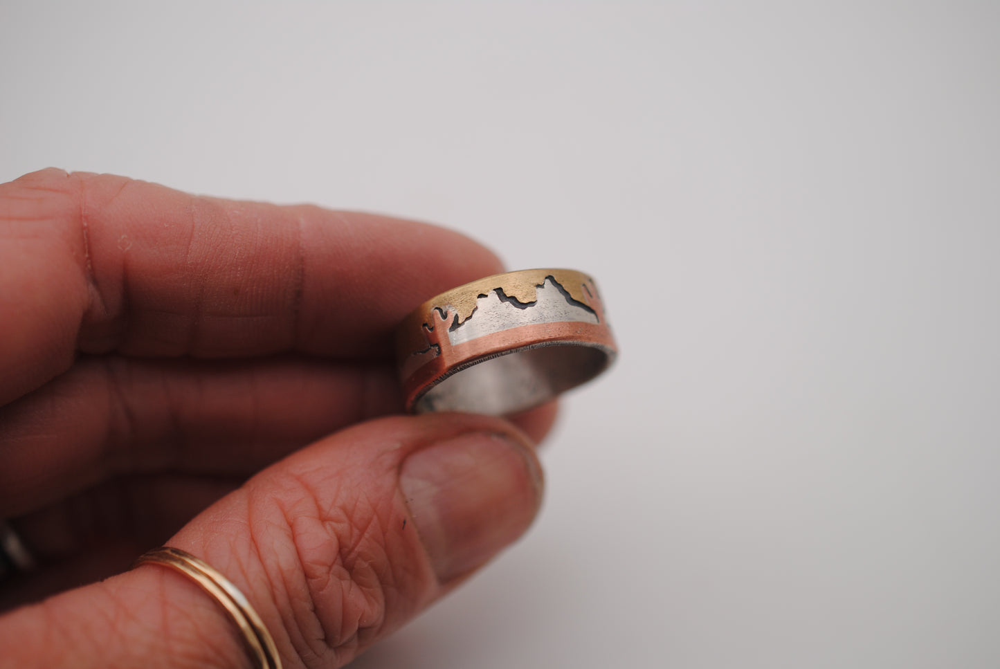 Mixed Metal Cactus Scene Ring Size 9