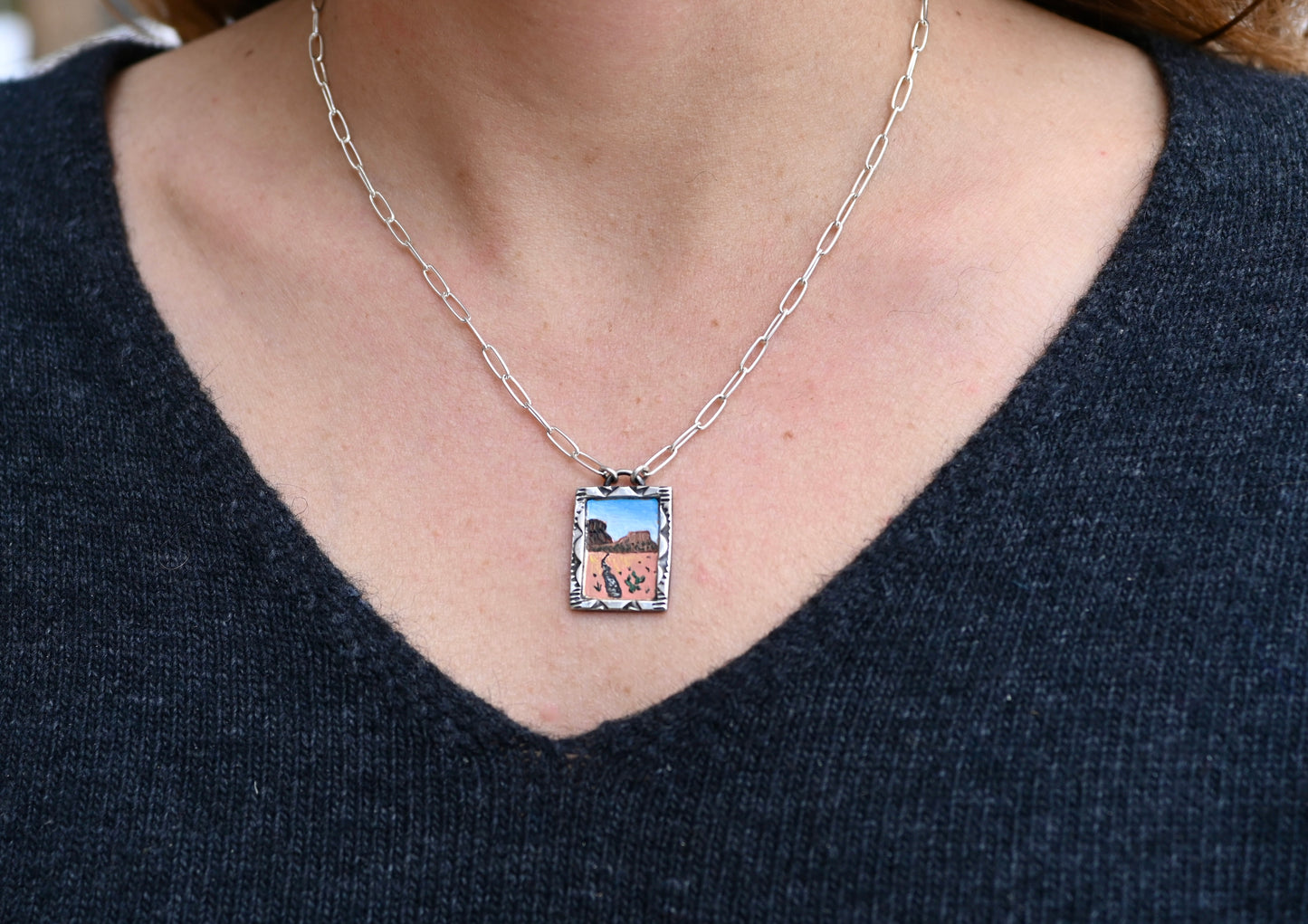 'Moab" Mini Oil Painting Necklace