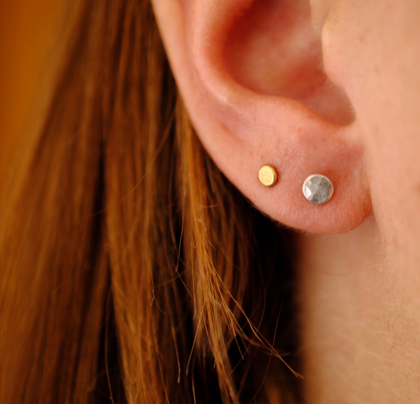 Hammered Moon Studs
