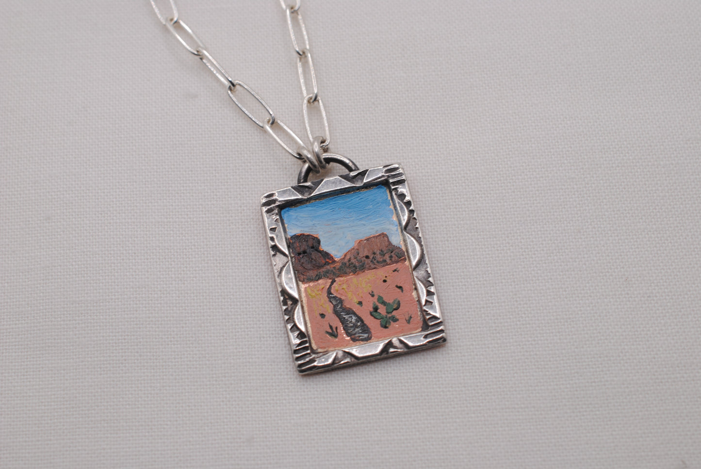 'Moab" Mini Oil Painting Necklace