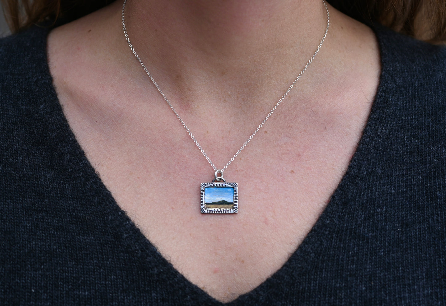 "Big Sky" Mini Oil Painting Necklace