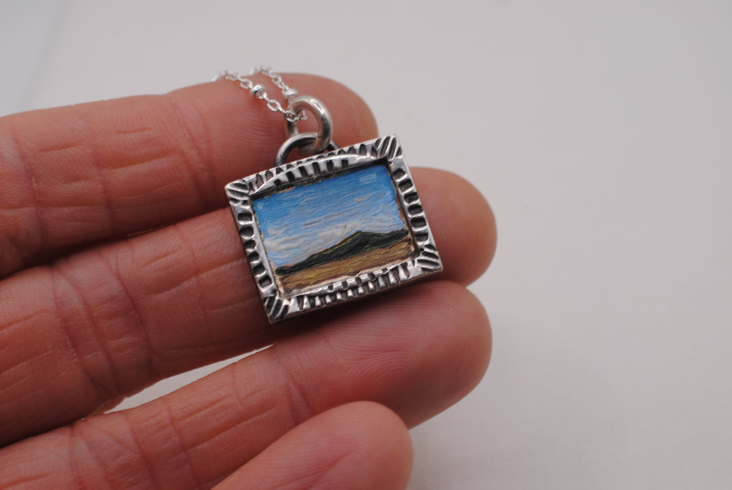 "Big Sky" Mini Oil Painting Necklace