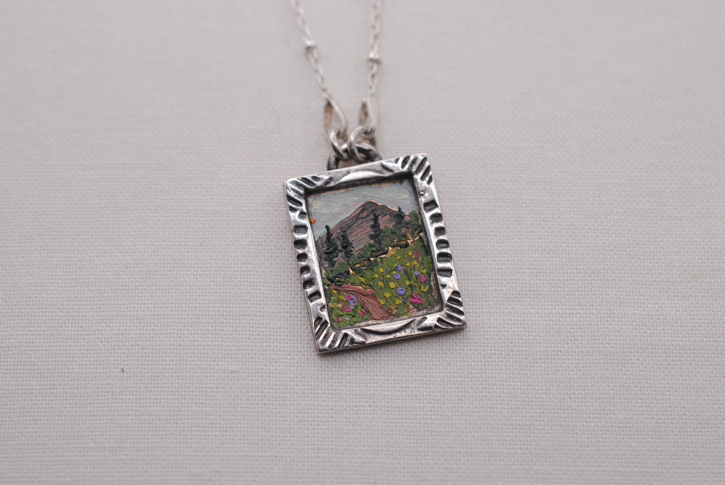 "Summer Trail" Mini Oil Painting Necklace