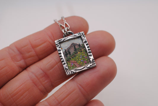 "Summer Trail" Mini Oil Painting Necklace