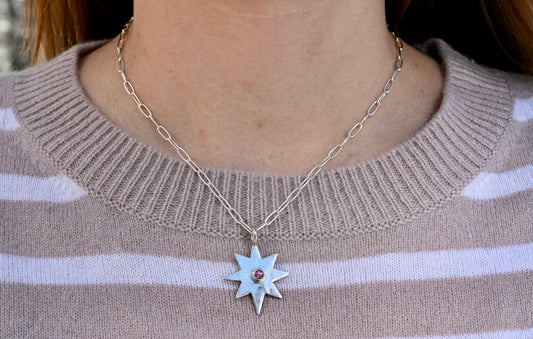 Pink Tourmaline Starburst Pendant