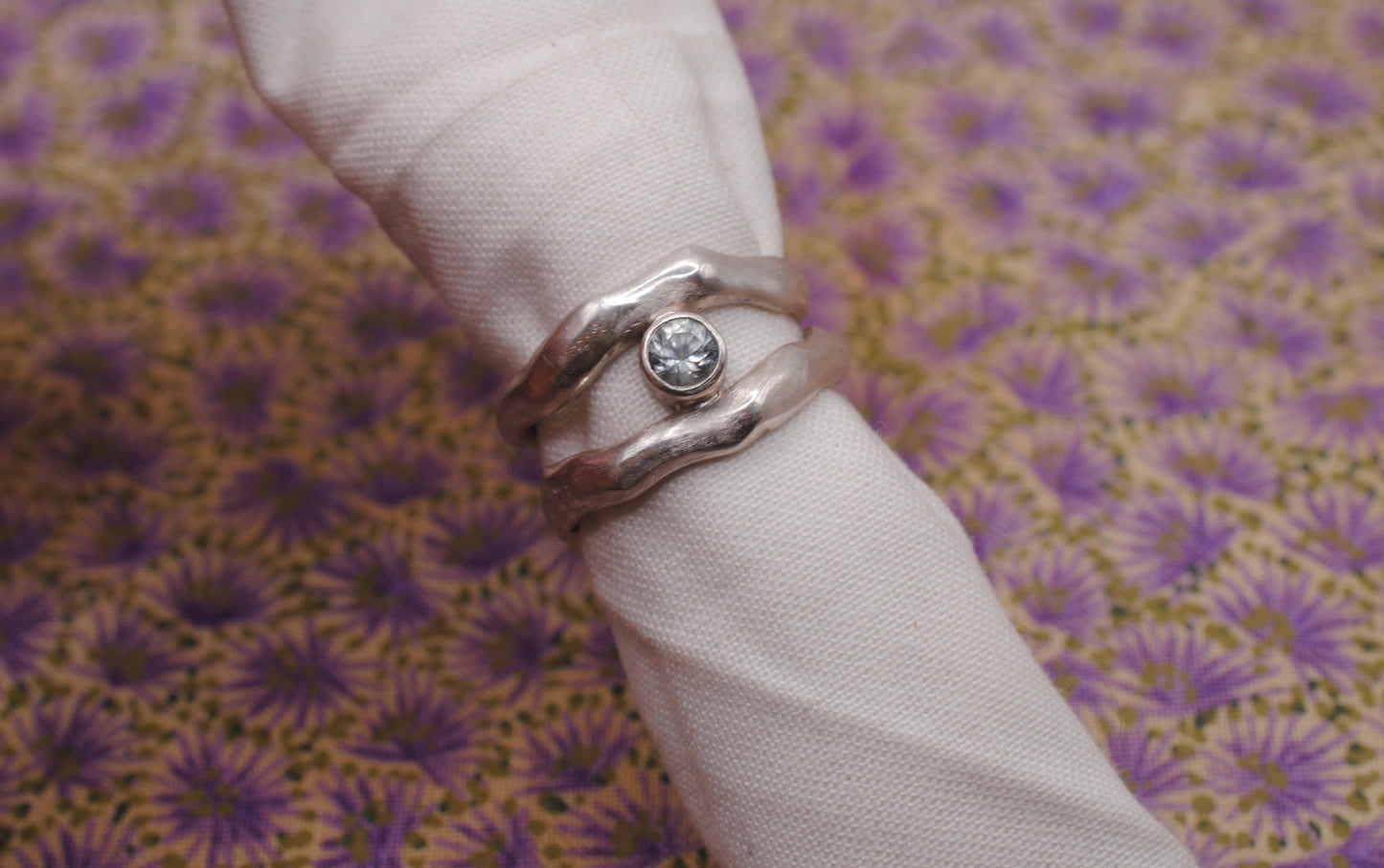 Organic Ring with Montana Sapphire; Size 5.5