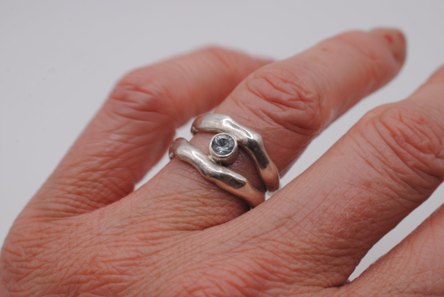 Organic Ring with Montana Sapphire; Size 5.5