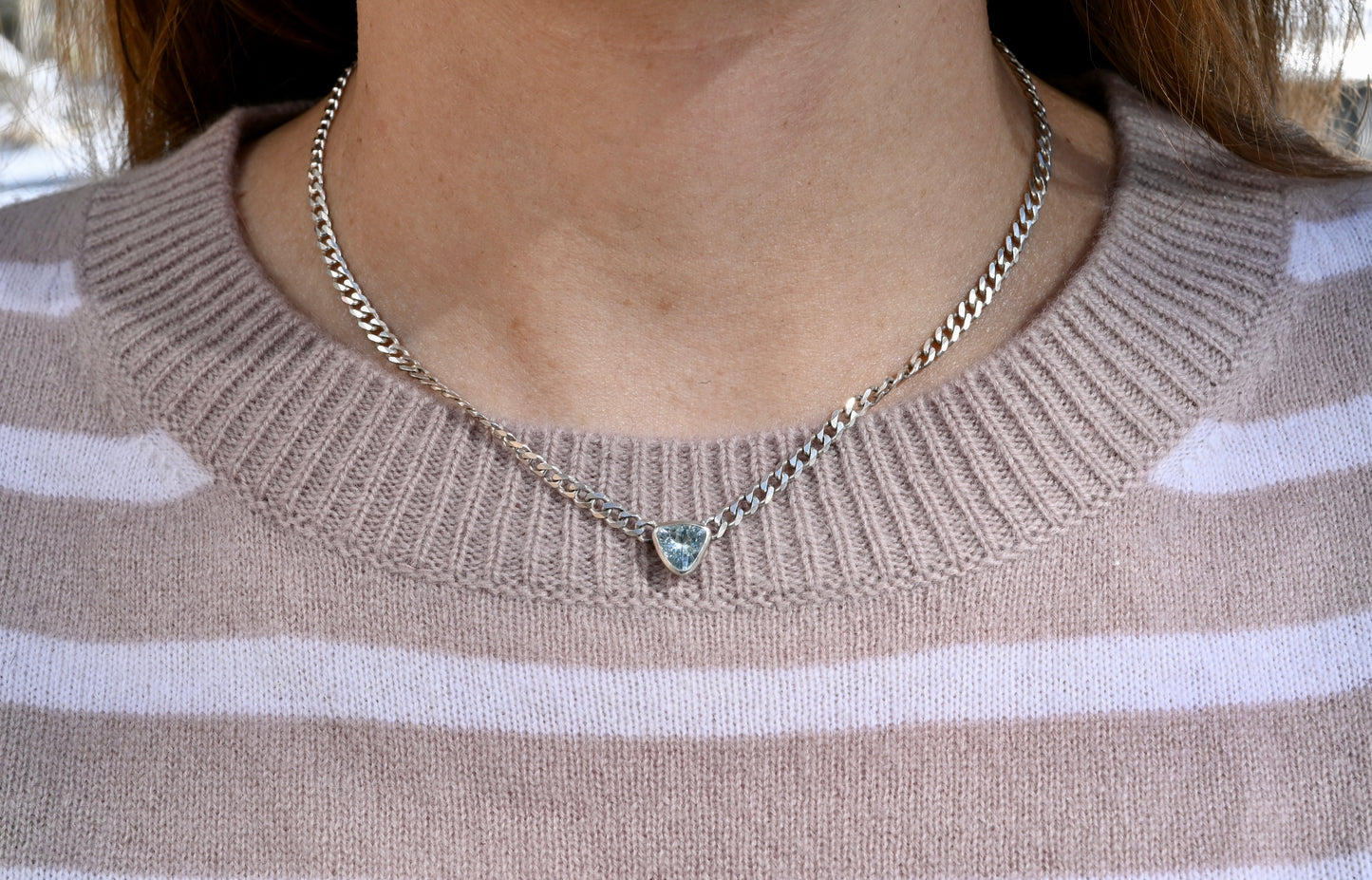 Aquamarine Curb Chain Necklace