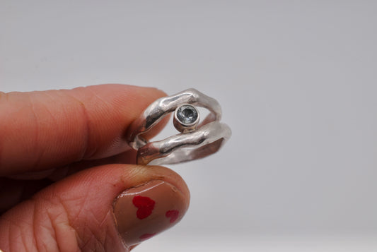 Organic Ring with Montana Sapphire; Size 5.5