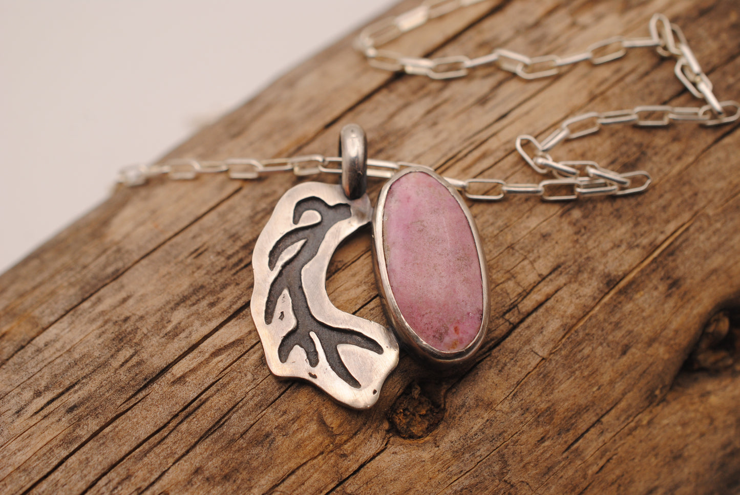 Rhodonite & Elk Antler Pendant