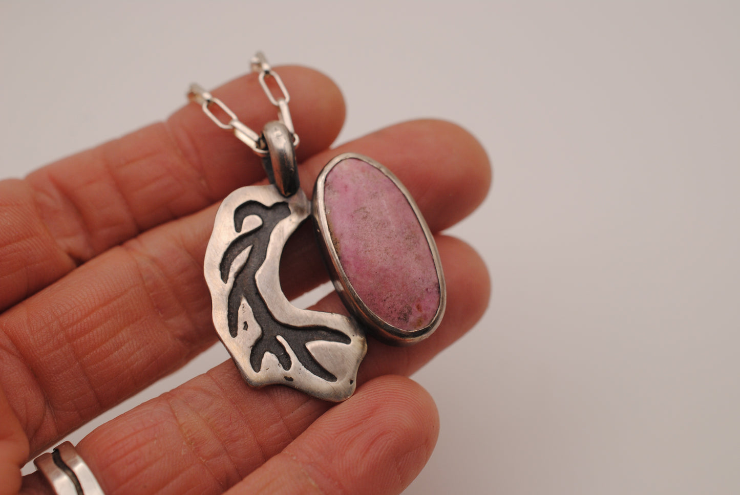 Rhodonite & Elk Antler Pendant
