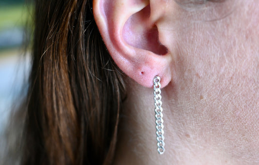 Curb Chain Stud Earrings
