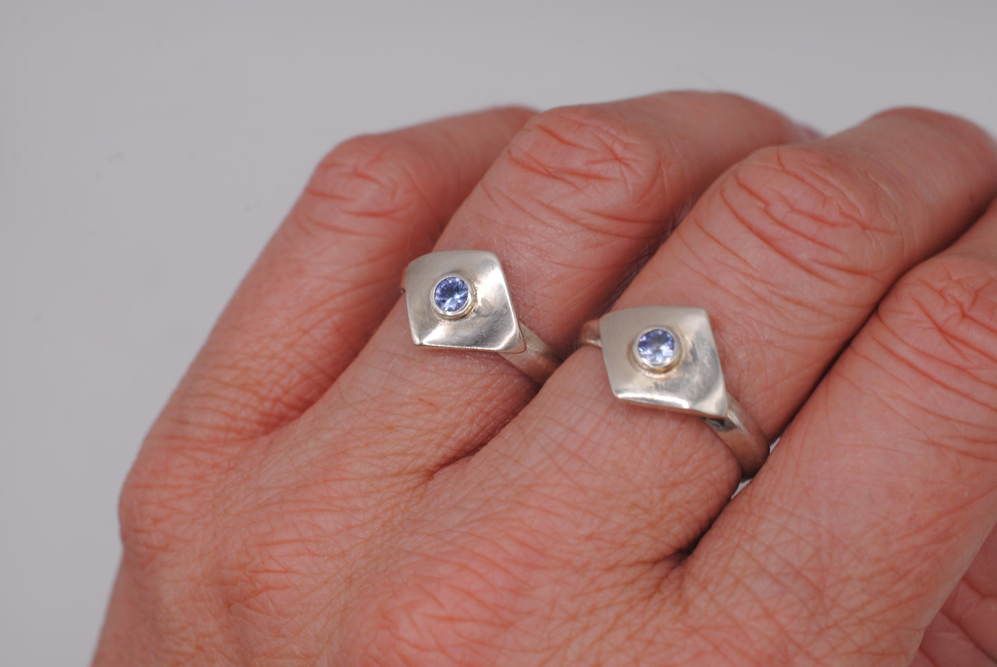 Geometric Ring with Tanzanite; Size 6.5