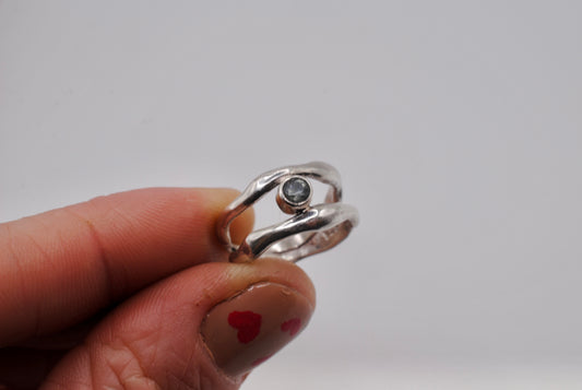 Organic Ring with Montana Sapphire; Size 5