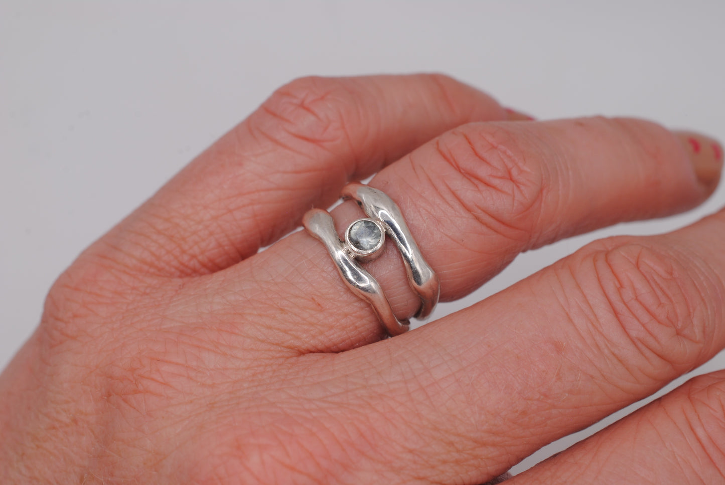 Organic Ring with Montana Sapphire; Size 5