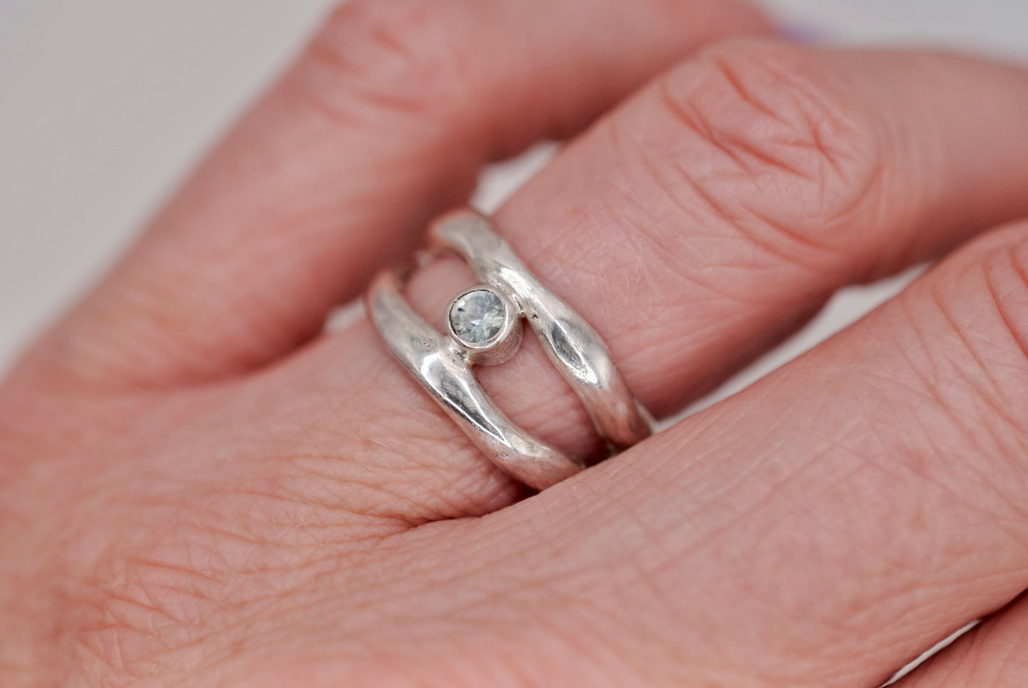 Organic Ring with Montana Sapphire; Size 5.5