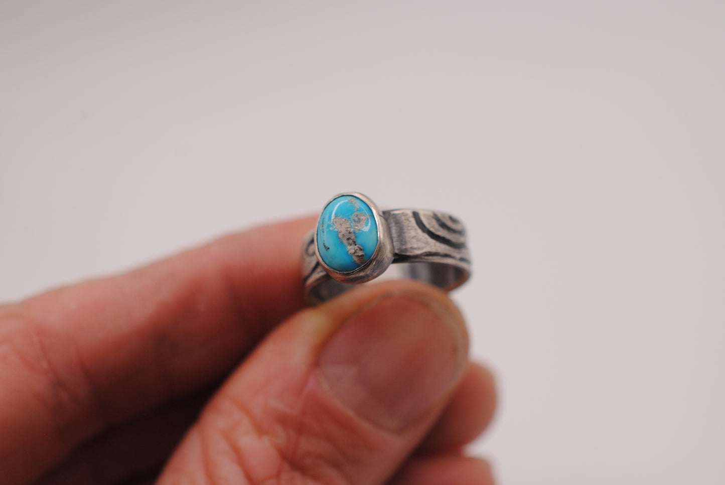 Turquoise Topo Line Ring - Size 5