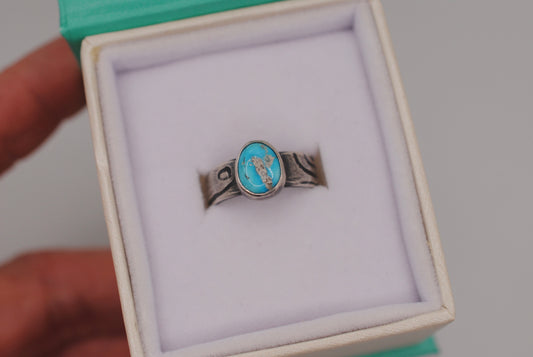 Turquoise Topo Line Ring - Size 5